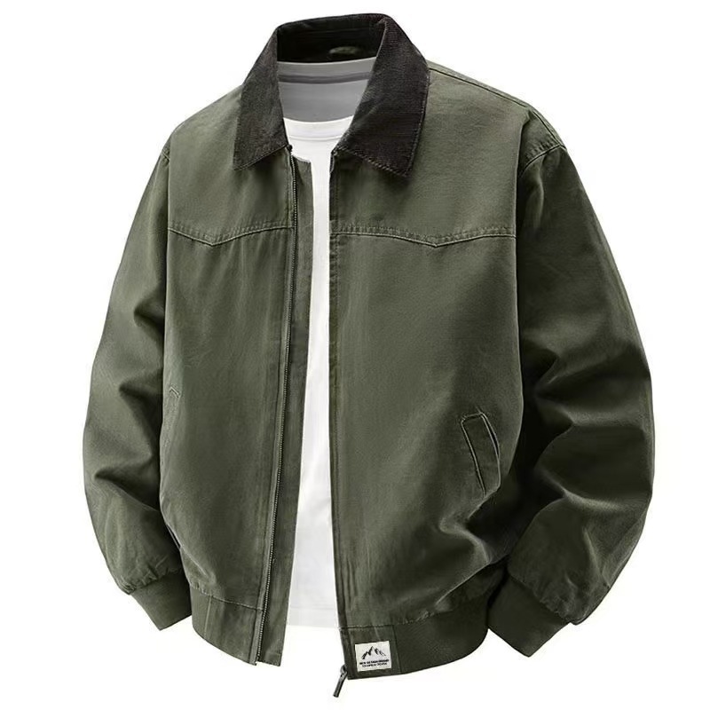 Alternative view of American-style turtleneck jacket vintage coat cross-border Amazon wholesale loose-fitting spring and autumn men s workwear top
