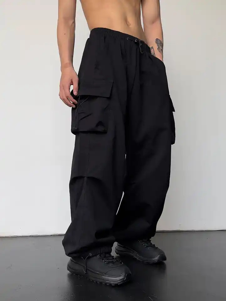 American-style quick-dry cargo pants for men 2024 summer new style parachute pants high waist wide leg casual sports trousers - Image 4