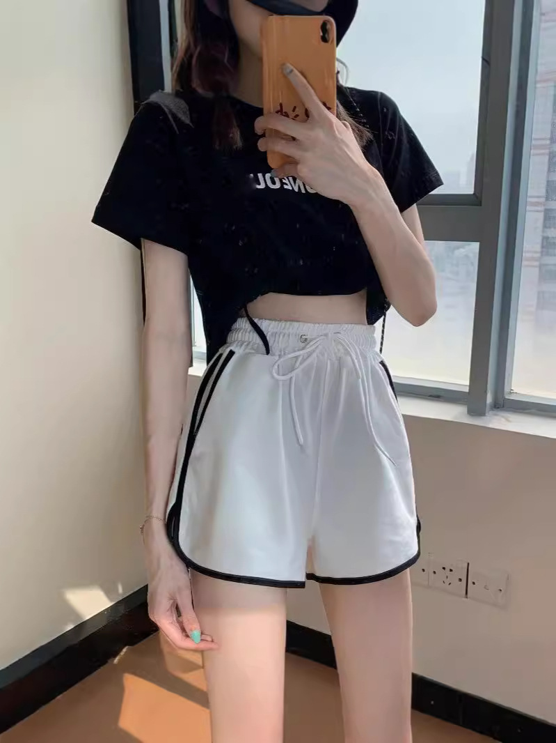 Women s summer sports shorts three-quarter length loose-fitting versatile suitable for outer wear home wear casual wear running yoga high-waisted trendy
