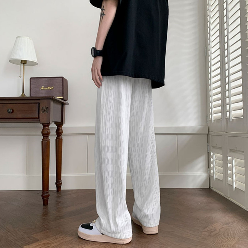 Casual pants men s summer thin ice silk long pants summer drape fashionable loose wide-leg straight-cut sports pants for men - Image 4