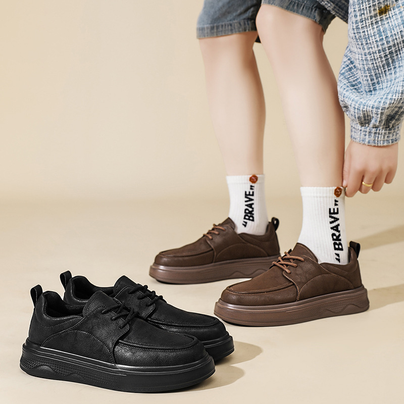 2026 new vintage British style leather shoes versatile single shoes fashionable business work shoes casual leather shoes large size men s shoes