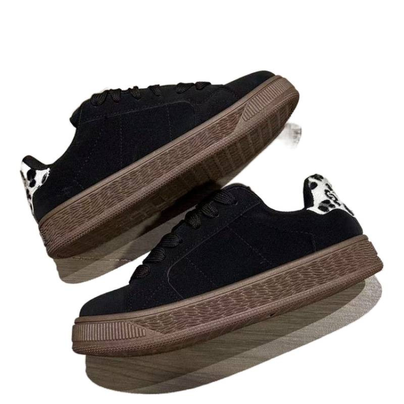Black leopard print sneakers niche wasteland style casual shoes factory-made versatile thick-soled casual sports shoes for couples board shoes - Image 6