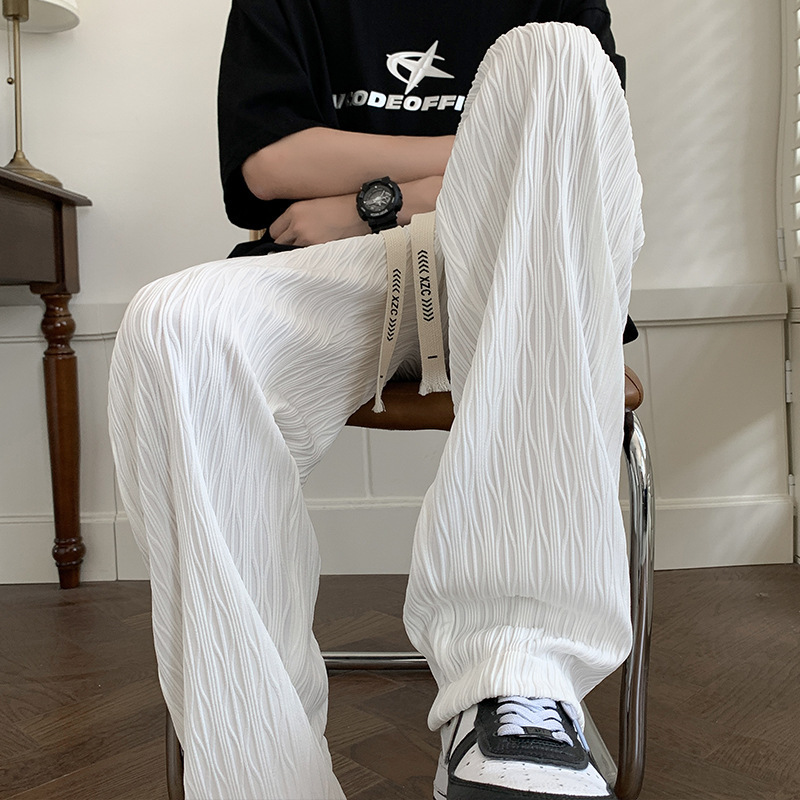 Alternative view of Casual pants men s summer thin ice silk long pants summer drape fashionable loose wide-leg straight-cut sports pants for men